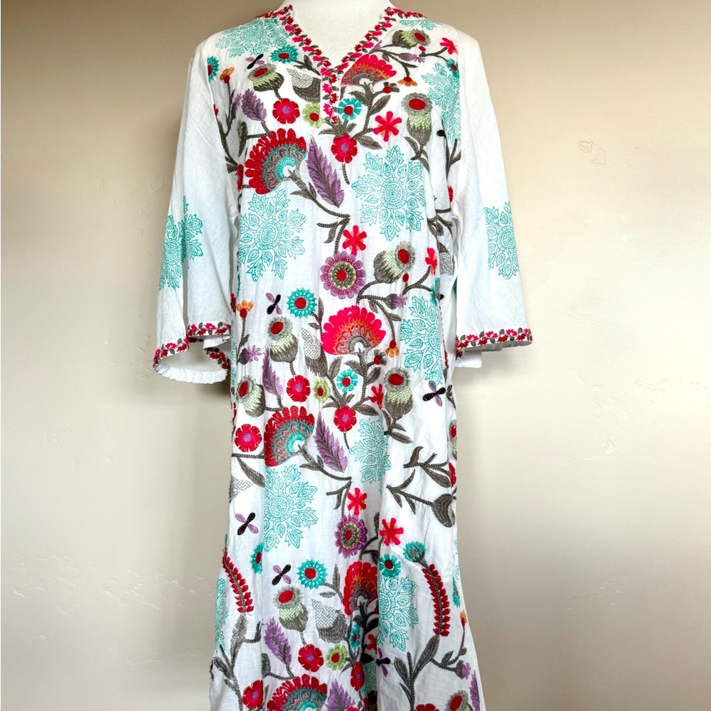 Vibrant Floral Embroidered Dress